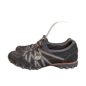 Skechers Womens Size 6 grey powder pink Leather & Textile Slip-On Athletic Shoe